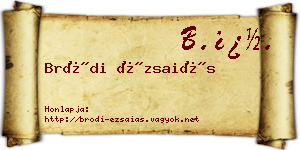 Bródi Ézsaiás névjegykártya